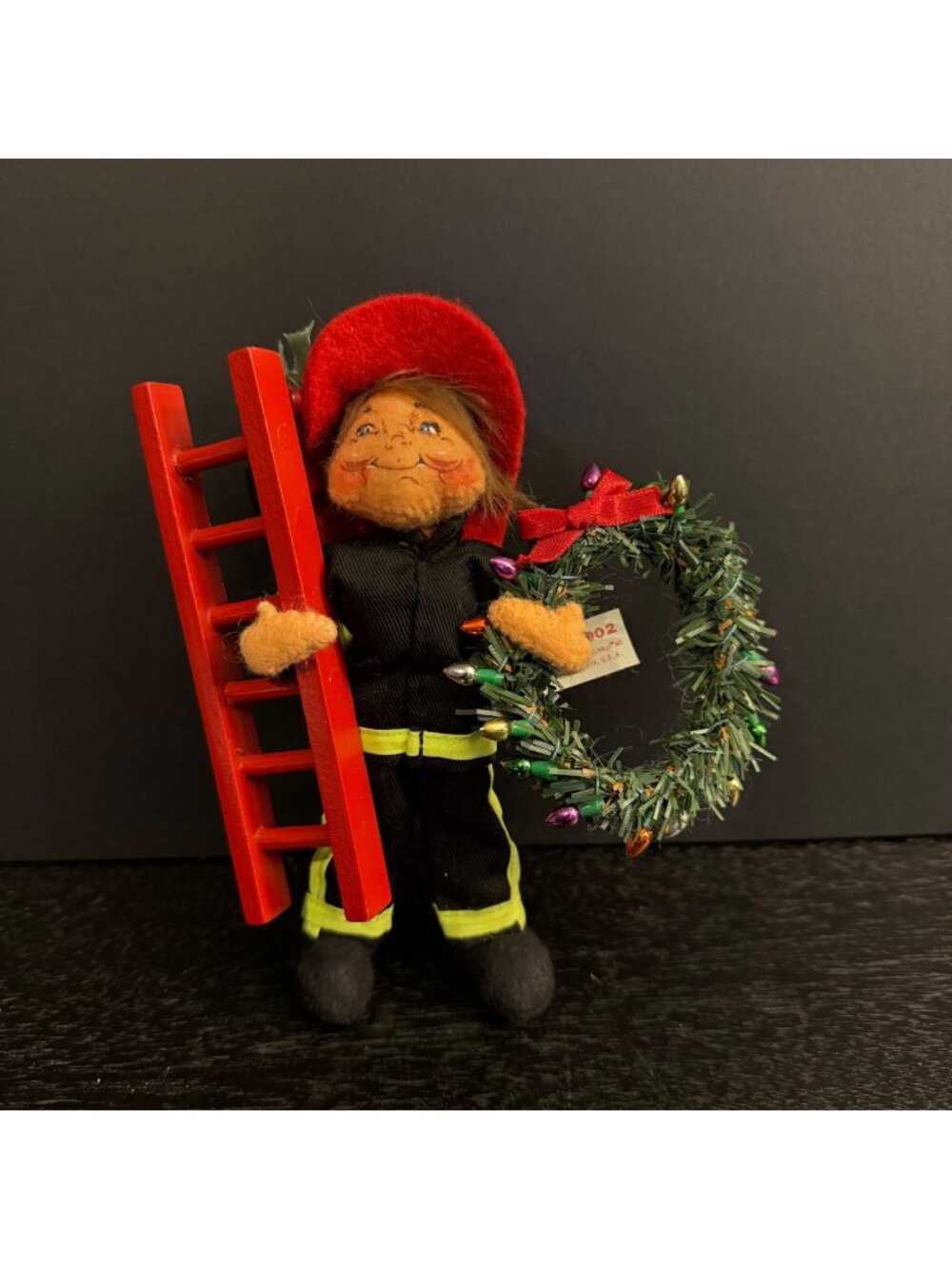 Annalee Doll Fireman Ladder & Wreath Vintage 2002 Christmas Decor 7 In Handmade